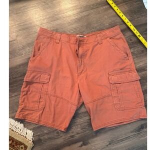 Wrangler Authentics Mens 38 Coral Orange Cargo Shorts Stretch Cotton 112316284
